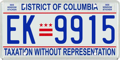 DC license plate EK9915