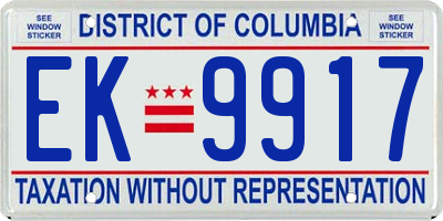 DC license plate EK9917