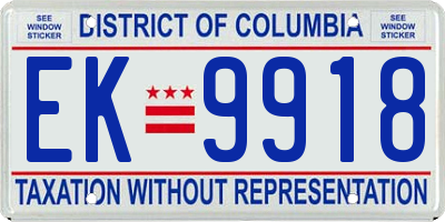 DC license plate EK9918