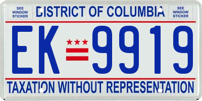 DC license plate EK9919