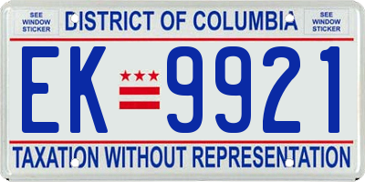 DC license plate EK9921