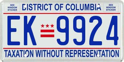 DC license plate EK9924