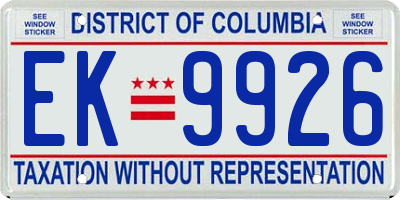 DC license plate EK9926