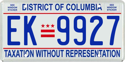 DC license plate EK9927