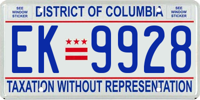 DC license plate EK9928