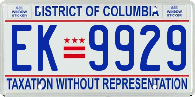 DC license plate EK9929