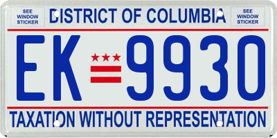 DC license plate EK9930