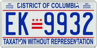 DC license plate EK9932