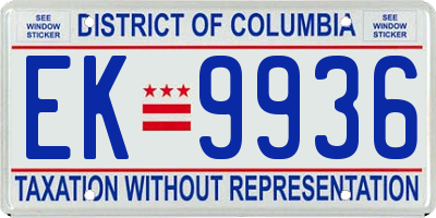 DC license plate EK9936