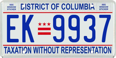DC license plate EK9937