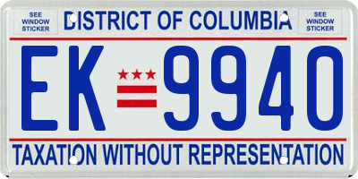 DC license plate EK9940