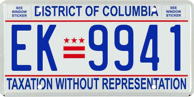 DC license plate EK9941