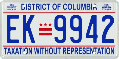 DC license plate EK9942