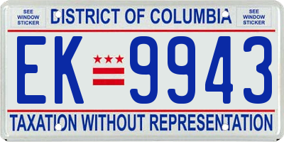 DC license plate EK9943