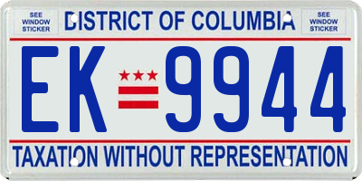 DC license plate EK9944
