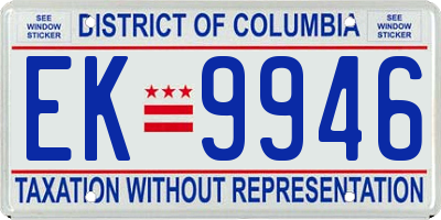 DC license plate EK9946