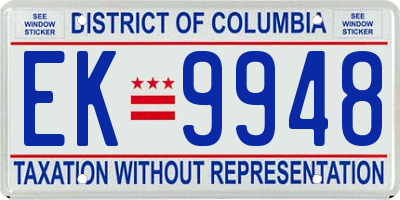 DC license plate EK9948