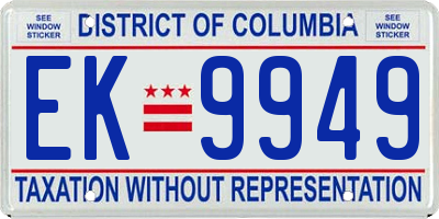 DC license plate EK9949