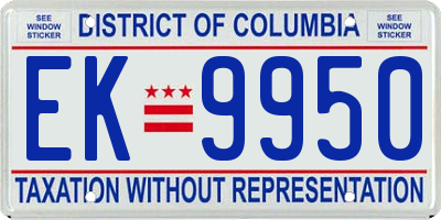 DC license plate EK9950