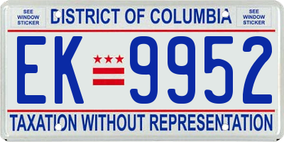 DC license plate EK9952