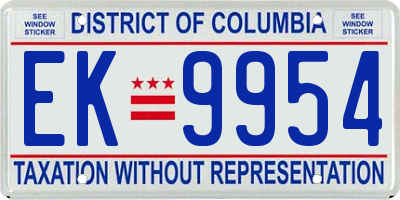 DC license plate EK9954