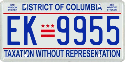 DC license plate EK9955