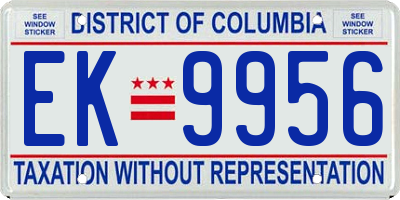 DC license plate EK9956