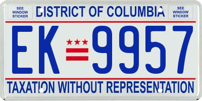 DC license plate EK9957