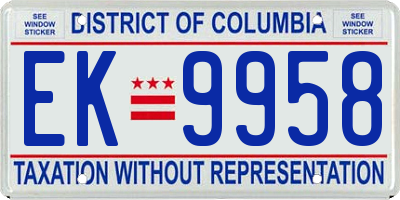 DC license plate EK9958