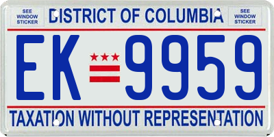 DC license plate EK9959