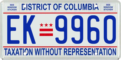 DC license plate EK9960