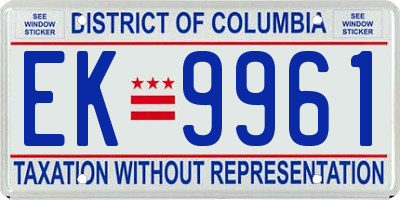 DC license plate EK9961