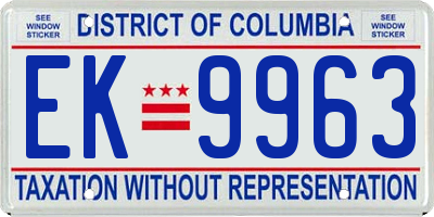 DC license plate EK9963