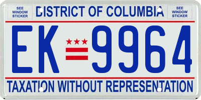 DC license plate EK9964