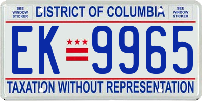 DC license plate EK9965