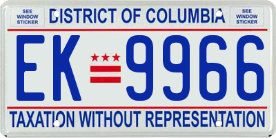 DC license plate EK9966