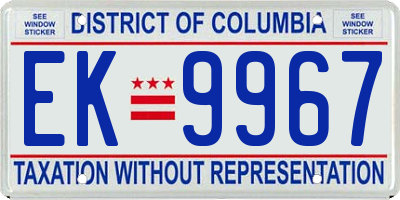 DC license plate EK9967