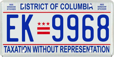 DC license plate EK9968