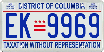 DC license plate EK9969