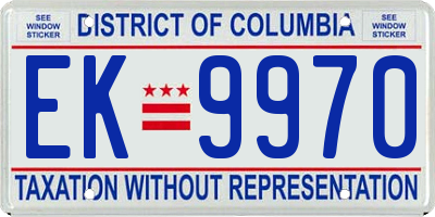 DC license plate EK9970