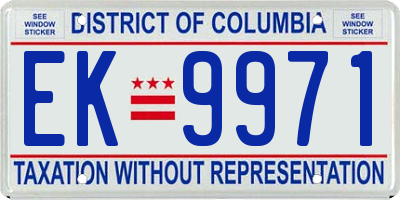 DC license plate EK9971