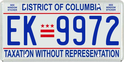 DC license plate EK9972