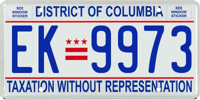 DC license plate EK9973