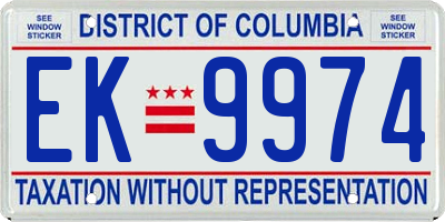 DC license plate EK9974