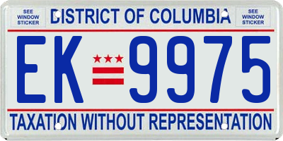 DC license plate EK9975