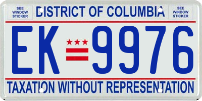 DC license plate EK9976