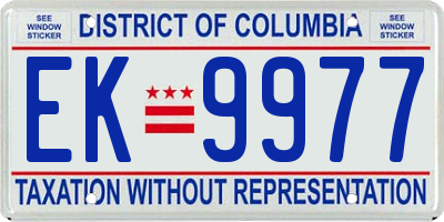 DC license plate EK9977