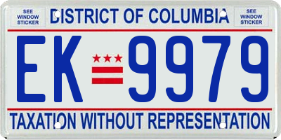 DC license plate EK9979