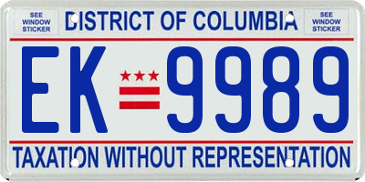 DC license plate EK9989