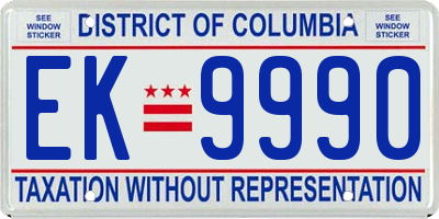 DC license plate EK9990